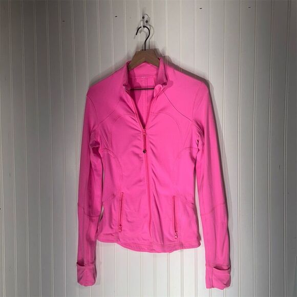 Lululemon Define Jacket 6 Raspberry Glo Pink Full Zip Slim Fit Luon Thumbholes - Picture 1 of 6